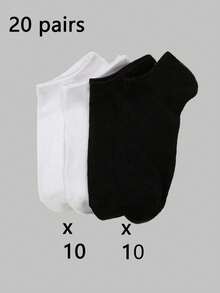 15 Pairs Unisex Solid Black, White, Grey Fashion Simple Breathable Moisture-Wicking Short Socks, Comfortable Athletic Casual Invisible Socks, Suitable For All Seasons - Multicolor - View 13