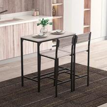 3 Pcs Table Stool Set Industrial Design W/ Metal Frame Oak Tone MDF Panels Minimal Compact Beautiful - Natural Wood Finish - View 9