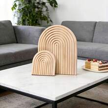 2 pezzi Decorazione ad arco arcobaleno in stile bohémien in legno - Adatto per soggiorno, camera da letto, cucina, caffè, decorazione moderna per la casa - Albicocca - Visualizzare 5