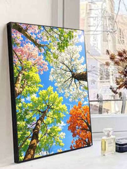 Colorful Four Seasons Trees DIY Oil Painting By Numbers Painting Crafts Adult Home Decoration 40x50cm/16x20inch Holiday Gifts