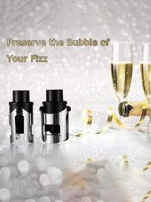Reusable Champagne Stopper Vacuum Preserver, Suitable For Champagne, Prosecco, Cava, Black - Multicolor - View 4
