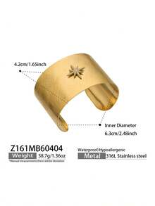 1 pieza Brazalete de acero inoxidable con circonita 5A, brazalete de aro abierto con cruz de oro 18K, joyería personalizada exagerada de estilo europeo y americano - Pulsera exagerada y única - Ver 13