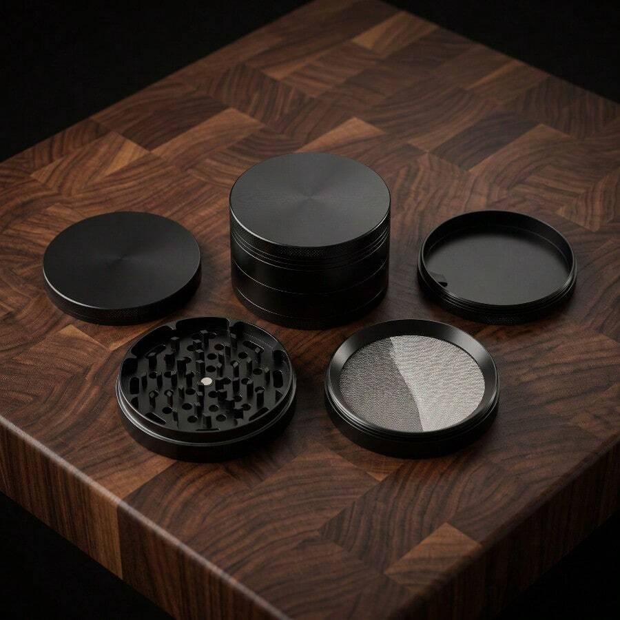 3.9inch Metal Herb Grinder Extra Large 4-Layer Manual Spice Mill Pepper Salt Crusher Mortar Raw Grass Tobacco Grinder Cigarette  Accessories Tool Gift - màu đen - Xem 1