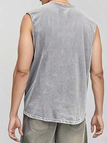 2026 Sleevelss Tops Men 2026 Sleevelss Tops Men Western Cowboy Print New Men's Premium Printed Heavy Pure Cotton Washed And Aged Waistcoat Sleeveless - 灰色 - 查看 2