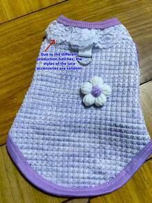 1pc Fashionable Pet Apparel Breathable Vest, Cute Bear Design For Cats & Small Dogs, Lightweight Vest For Pets In Spring/Summer, Elastic And Leash Attachable - Purple - View 5