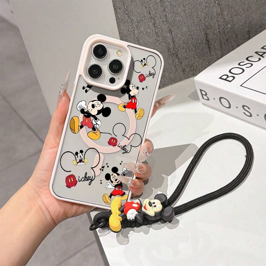 This Disney Mickey Mouse Lanyard Phone Case Is Fully Covered In TPU Material, Features Strong Magnetic Closure, Is Shockproof And Lightweight, And Is Compatible With IPhone17/16/11/13/15/15 Plus/15 Pro/15 Pro Max/12/14 Pro Max/11 Pro Max/12 Pro/12 Pro Max/13. This Phone Case Is A Popular Birthday Gift Or Business Gift Choice; It Is Durable, Stain- And Fingerprint Resistant, And Suitable For Both Men And Women. The Set Also Includes A Mickey Mouse Phone Case And A Mickey Mouse Plush Bracelet, Making It A Perfect Gift For Friends And Family. This Stylish Phone Case Is Fun, Lightweight, And Durable. IPhone17 Pro Max Phone Case, Minnie Mouse Phone Case. - Hồng - Xem 1