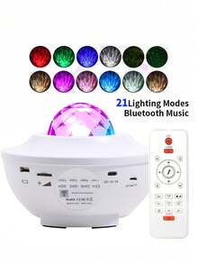 1pc LED Romantic Starry Sky Projection Lamp, USB Wireless Remote Control Music Wave Starry Sky Laser Light, Bedroom Ceiling Dreamlike Atmosphere Light - Multicolor - View 10