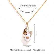 Máscara de mascarada con colgante floral retro de acero inoxidable, collar personalizado enchapado en oro con esmalte - Dorado - Ver 10