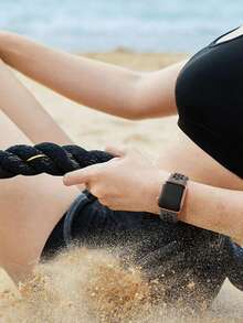 雙色透氣運動手錶錶帶，適用於 38mm 40mm 41mm 42mm 44mm 45mm 49mm，男女通用，可調節舒適柔軟矽膠彩色穿孔替換錶帶，適用於 Series 11 10 9 8 7 6 5 4 3 2 1 SE Ultra 3 2 1，返校季夏季健身配件 - 午夜天空 - 查看 9