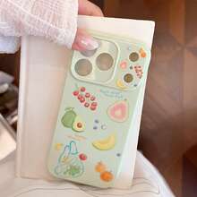GUCADI 刺绣绿色绘画水果系列夏季绘画水果 17 Pro Max 手机壳，兼容 Apple 16、15、14、13。它具有小众、全覆盖软壳的特点，散发着清爽的夏日气息，甜美、少女、韩式风格、清新、小众、ins 风格、网红风。 - 繡綠 - 查看 6