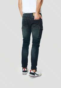 Koroshi Herren-Bikerjeans, Slim Fit, Dunkelblau, Stretch | Materialzusammensetzung: 70 % Baumwolle, 25 % Polyester, 3 % Viskose, 2 % Elastan. Dunkelblau. Größen: 28/30/32/34/36/38 - marineblau - Übersicht 4