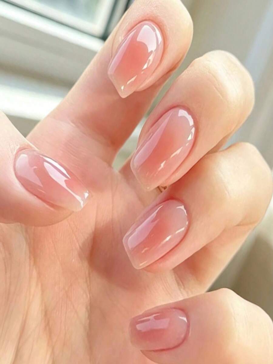 Bộ 30 miếng dán móng tay acrylic màu hồng nhạt, dạng gel, thích hợp cho nữ sử dụng hàng ngày. - Bụi hồng - Xem 1