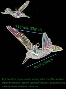 6pcs Hummingbird Decorations, Hanging Ornaments, Bird Figurines. Rainbow-Colored, Multicolored, Transparent Acrylic With Crystal-Like Quality, Transparent, Laser Film. Bird Shaped, Prism Effect, Shimmering, Aesthetic, Lightweight, Durable. Home Decor, Wedding Garden, Party Supplies, Window Decoration, Ceiling Decor. Wedding Venue Decoration, Home Window Decor, Garden Party Decoration, Daily Ceiling Decor, Photo Backdrop Props - Multicolor - View 9