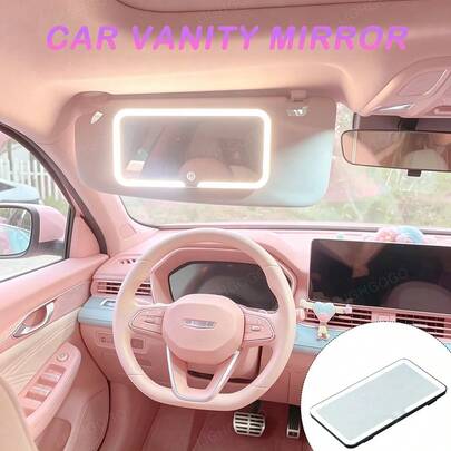 LED Car Vanity Mirror With Light - Adjustable Vanity Mirror With USB Rechargeable Battery, Portable And Foldable Design, 3 Light Modes, Compact Travel Mirror For Women, Men, And Teenagers - Car Sun Visor, Car Rearview Mirror
