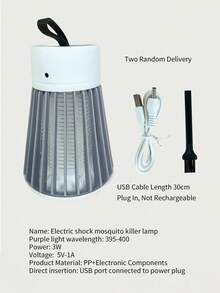 1件裝電蚊殺蟲燈，室內/戶外 USB 供電 5V-1A 插電式蚊子驅趕燈，便攜式家用捕蚊燈，光觸媒電蚊殺蟲器，不可充電，適用於客廳、臥室、暗環境露營 - 滅蚊燈 - 查看 9