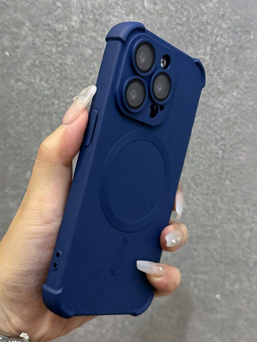 Ốp lưng điện thoại silicon mềm chống sốc, tương thích với iPhone 17 Pro Max, 17 Pro, 17 Air, 17, 16, 15, 13, 12, 14 Pro Max Plus, hỗ trợ sạc không dây, kèm nắp bảo vệ ống kính. - Hải quân - Xem 1