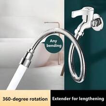 1 cái ống nối dài vòi nước, ống mềm bằng thép không gỉ, đầu phun xoay điều chỉnh được 2 chế độ, ống nối dài đầu ra nước đa năng - Bạc - Xem 2