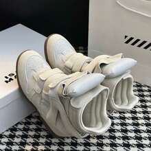 New Women's Suede Sneakers (Model Year 2026): Hidden Wedge Heel, Lightweight Upper, Concealed Reinforced Heel, Retro Street Style - 白 - 查看 2