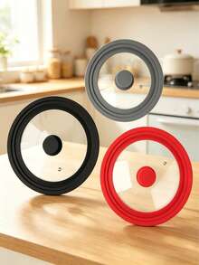 1pc Universal Lid, Fits Pots, Pans And Skillets - Made Of Tempered Glass With Heat-Resistant Silicone Rim, Suitable For 6", 7", 8", 8.5", 9.5", 10.5", 11", 12", 13" Cookware - Multicolor - View 10