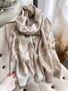 1 pezzo Elegante sciarpa con motivo geometrico jacquard e fili dorati, versatile scialle per ambienti climatizzati, accessorio per abbigliamento primaverile/autunnale, adatto per uso quotidiano - Multicolore - Visualizzare 2