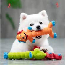 猴子和河马造型橡胶发声狗狗磨牙玩具，适合小型/中型/大型犬，经久耐用，适合咀嚼和磨牙。 - 彩色 - 查看 4