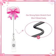 1 Bộ (Kẹp thẻ + Giá đựng thẻ) Dây đeo thẻ ID hình nơ dễ thương, Cuộn dây đeo thẻ rút gọn dành cho nữ kèm giá đựng thẻ màu hồng, Phụ kiện trợ lý y tế với kẹp cá sấu xoay, Hộp đựng thẻ ID giáo viên, Giá đựng thẻ tên dọc phù hợp cho nữ, nhân viên y tế, trợ lý, nhân viên văn phòng, thực tập sinh, Quà tặng trang nhã - Phong cách ngọt ngào - Xem 4