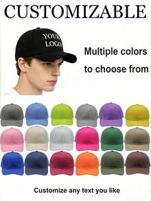 Customizable Text/Logo Baseball Cap, Multi-Color Personalized English Letter Sun Hat, Suitable For Men And Women, Can Print Any Pattern On The Cap, Personalized Baseball Cap, Photo Printing, Suitable For Valentine's Day, Birthday And Gift Occasions. Personalized, Fun, Durable, Colorful, Cute. - Multicolor - View 5