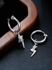 1pc Fashion Street Style Double Lightning Bolt Non-Pierced Men's Ear Cuff, Lightning Stacked Men's Accessory, Suitable For Daily Wear, Holiday, Birthday, Anniversary Gift For Friends - Multicolor - View 8