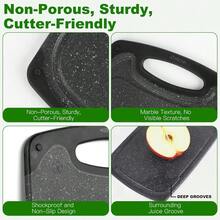 1pc Thick & Durable Plastic Cutting Board, Minimalist Solid Dark Gray Square Double-Sided Non-Slip Design, Machine Washable, Suitable For Daily Cooking, Holiday Gatherings, And Kitchen Prep - Black - View 3