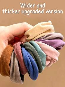 10/5/1pc High Elastic Extra Wide Seamless Hair Tie, Fashionable & Elegant - Hair Ties That Won't Damage Hair, Suitable For Women To Tie High Ponytail,Travel,Birthday - Multicolor - View 2