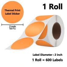 Một cuộn gồm 600 nhãn dán nhiệt tròn tự dính, kích thước 5,08 cm, phù hợp cho nhiều ứng dụng kinh doanh khác nhau. - Xem 15