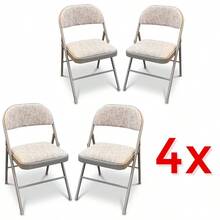 Set Of 4 Deluxe Fabric Padded With Heavy Duty Steel Metal Frame Folding Back Rest Chair For Home Garden Office Computer Desk - Grey - View 8