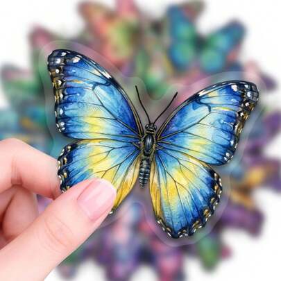 50 PIEZAS Pegatinas de mariposas de acuarela, calcomanías de vinilo coloridas y estéticas para adultos, adolescentes, scrapbooking, diarios, portátiles, botellas de agua, fundas de teléfono, sobres, manualidades y decoración. Suministros de scrapbooking autoadhesivos, impermeables y removibles.
