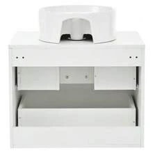 60cm Wall-Hung Bathroom Vanity Unit With Round Ceramic Sink, Drawer Fronts With Wood Look And Simple Stripe Design, High Quality MDF Board, Large Storage Capacity: 2 Drawers + Countertop. - 自然色 - 查看 6