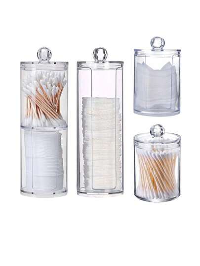 1个亚克力棉签收纳盒，带竹盖，透明小棉签整理盒，塑料棉签架，牙签架，浴室台面装饰收纳盒，首饰盒，化妆刷架，香水收纳盒，化妆包，女士理想礼物，圣诞礼物，房间装饰