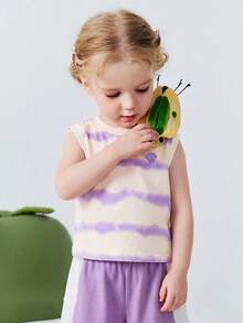 mini bala Bộ đồ cho bé sơ sinh và trẻ nhỏ mùa hè 2026, chất liệu thực vật, nhanh khô, hai mảnh, thấm hút mồ hôi, thoáng khí, nhẹ, mềm mại, bằng cotton, thích hợp mặc ở nhà và chơi thể thao cho bé gái. - tông màu trắng tím - Xem 3