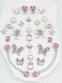 26pcs Girly Crystal Bow Decorative Buttons For DIY Sandals - Silver - View 2