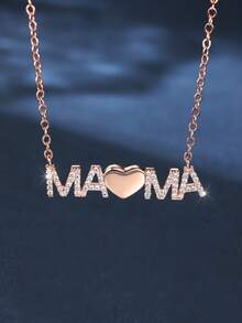 A Pc Delicate Letter Necklace Pendant Set With White Cubic Zirconia-The Perfect Mother's Day Gift For Mom - Letter - View 5