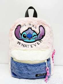 New Fashionable Cute Stitch Backpack Suitable For Travel And Work, Plush Stitch Color-Matched Backpack For Men And Women - Multicolor - View 4