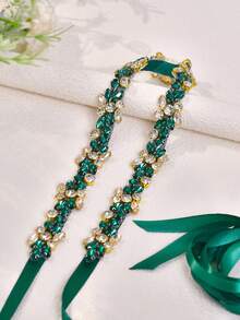 Thắt lưng dự tiệc cưới đính kim cương ngọc lục bảo, Thắt lưng dự tiệc cưới thời trang, Thích hợp cho Halloween, Giáng sinh - Màu xanh lá cây đậm - Xem 7
