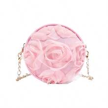 1pc Mesh Flower Crossbody Bag, Girl's Chain Small Round Shoulder Bag, Versatile For Daily Use - A - View 10
