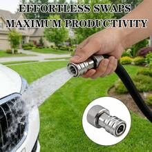 Garden Hose To Mini Power Washer Adapter-3/4 GHT To 1/4", Garden Hose Pressure Washer Attachment, Convert Water Hose To Power Washer Connector, Stainless Steel (Connector +5 Nozzle Set) - Silver - View 5