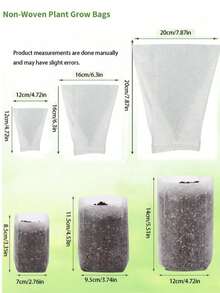 100个无纺布种植袋：适用于土壤移植袋、育苗杯、加厚育苗盆、园艺种植袋、园艺工具、家庭花园园艺配件 - 彩色 - 查看 3