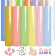 12+1 Pack Pastel Heat Transfer Vinyl - 12 X 10 Inch, Includes 6 Bohemian Color Craft Vinyl Glossy Pastel, Iron-On Vinyl Craft Cutter For DIY Projects, Compatible With Silhouette Cameo - Mixed Color B - View 2