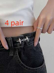 1对/2对 时尚牛仔腰带收紧器，带纽扣，可调节腰围，星形 - 彩色 - 查看 13