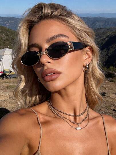 1pc Plastic & Metal Geometric Full Frame High-Quality Retro Sunglasses For Men, Fashion Versatile All-Match Style Sunglasses For Women, Suitable For Summer Daily Wear, Fishing, Driving, Vacation And Outdoor Leisure Activities