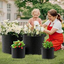 Land Guard 4-Pack Fabric Grow Bags 5 Gallon, Thickened Nonwoven Garden Pots, Growing Bags With Handles, Black - 顏色A - 查看 7