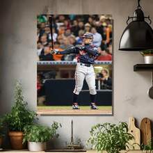 1 Póster de Arte en Lienzo Sin Marco de Jugador de Béisbol - Pintura Dinámica de Acción Deportiva, Decoración para Sala, Oficina o Bar Deportivo - Regalo Ideal para Aficionados y Atletas del Béisbol, Obra Energética, Impresión de Alta Calidad - Enmarcado - Ver 4