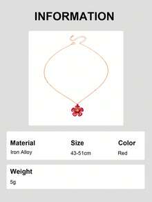 1pc/Set Vacation Style Five Leaf Flower Gold Flower Shaped Pendant For Women, Necklace, Wedding Gift - Red - View 7