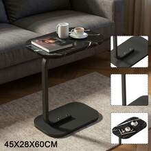 C-Shaped Compact Sofa Side End Table, Multifunctional Laptop Coffee Table, Space-Saving Modern Home Furniture For Living Room, Bedroom & Small Spaces, Easy To Move & Practical Side Table For Daily Use - Black - View 3